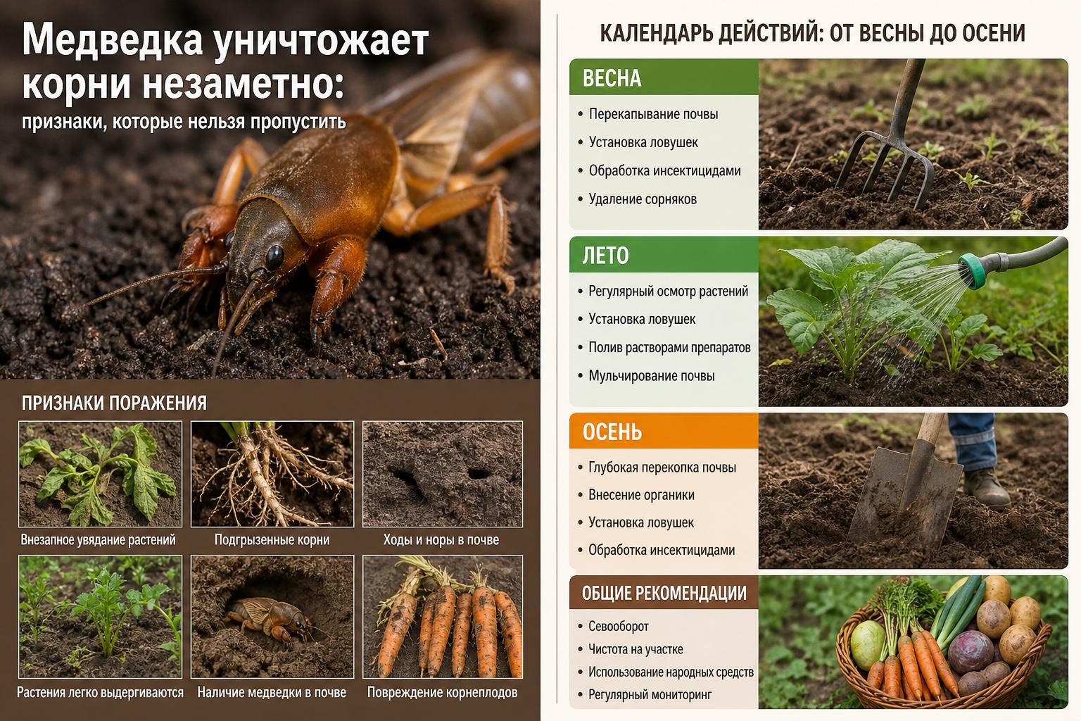 Медведка уничтожает корни незаметно: признаки, которые нельзя пропустить. Календарь действий: от весны до осени