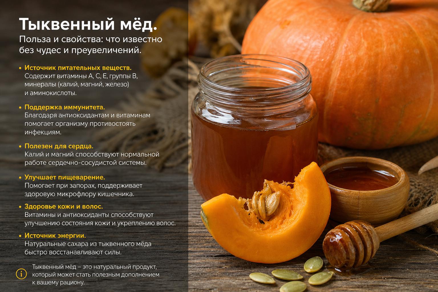 Тыквенный мёд. Польза и свойства: что известно без чудес и преувеличений
