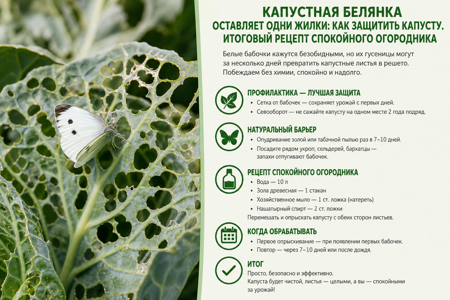 Капустная белянка оставляет одни жилки: как защитить капусту. Итоговый рецепт спокойного огородника Капустная белянка оставляет одни жилки: как защитить капусту. Итоговый рецепт спокойного огородника