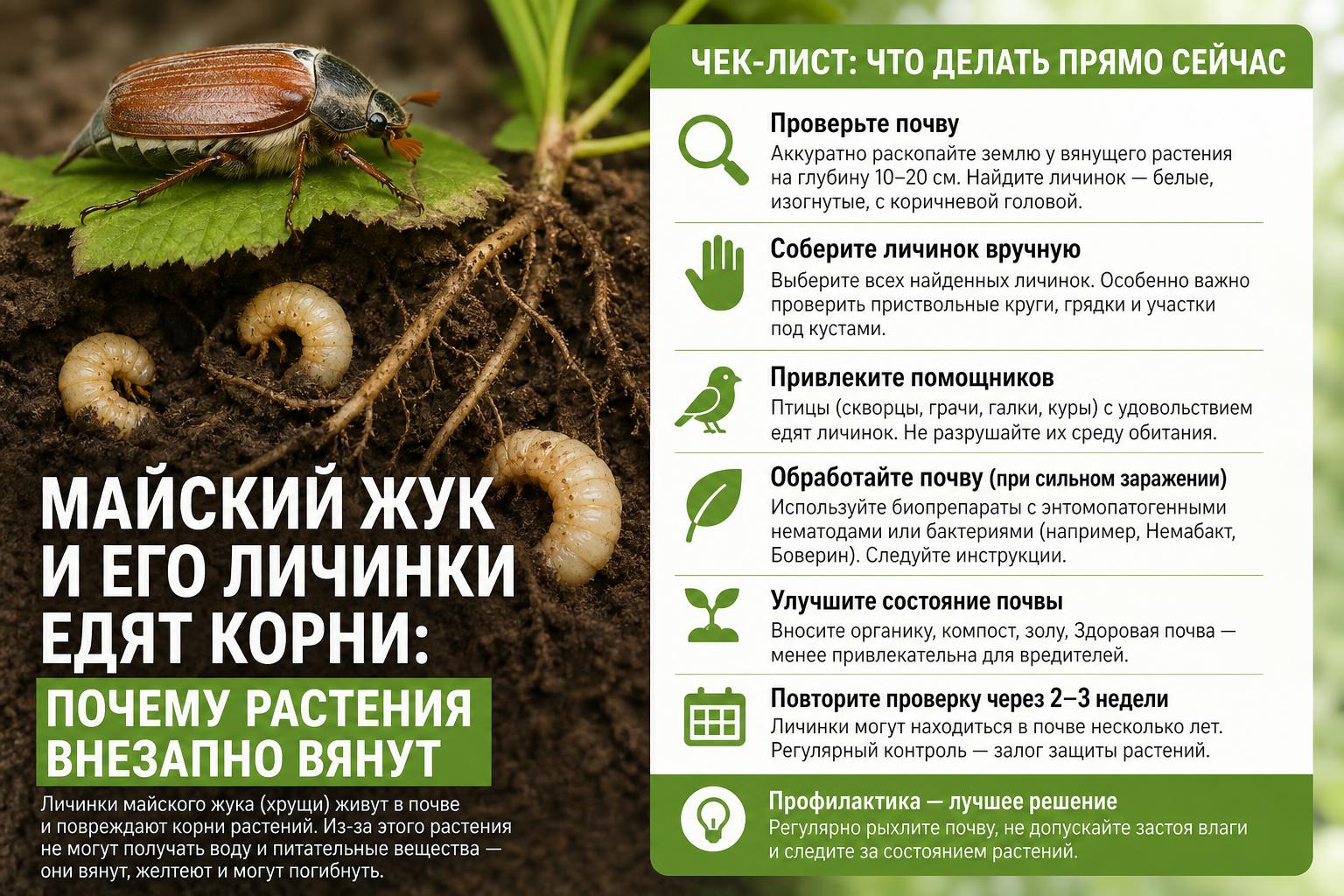 Когда тишком хрустят корни: как майский жук превращает клумбу в пустыню