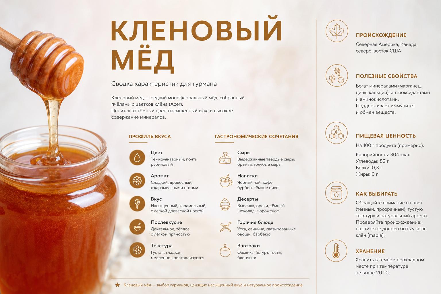 Кленовый мёд. Сводка характеристик для гурмана